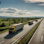 trucks and trailers on a highway