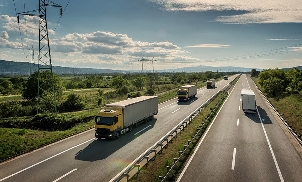 trucks and trailers on a highway